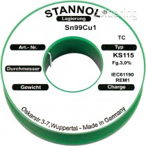 Trubičková pájka Sn99Cu1, KS115  (Ø0,5mm, 100g)